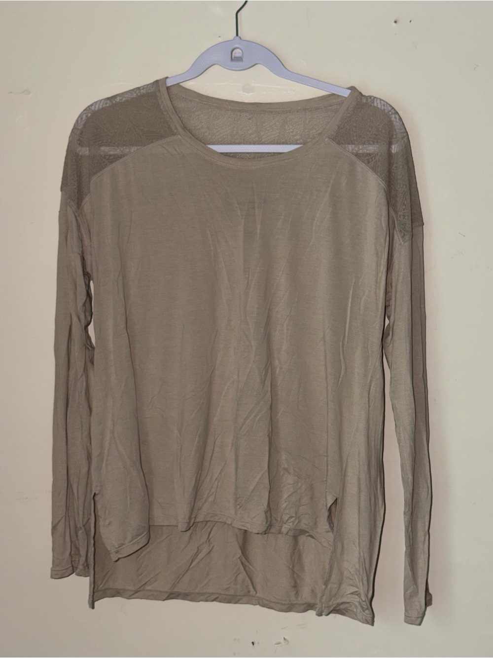 BCBGMaxAzria Taupe Long Sleeve Lightweight Top
